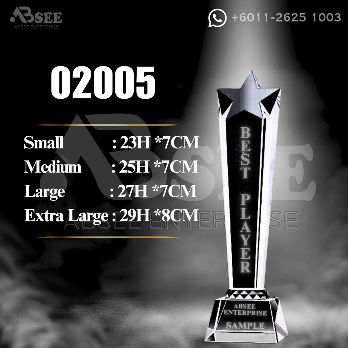 Crystal Trophy 02005 for company awards – ABSEE Malaysia