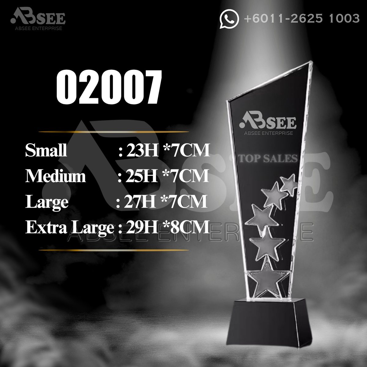 Crystal Trophy 02007 for company awards – ABSEE Malaysia