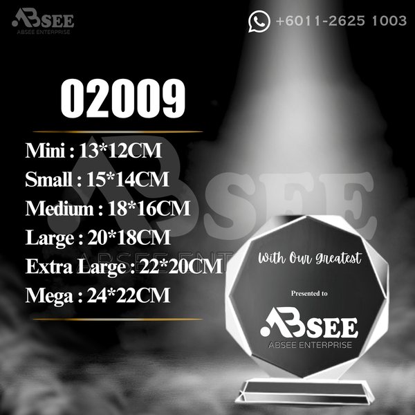 Crystal Trophy 02009 for company awards – ABSEE Malaysia
