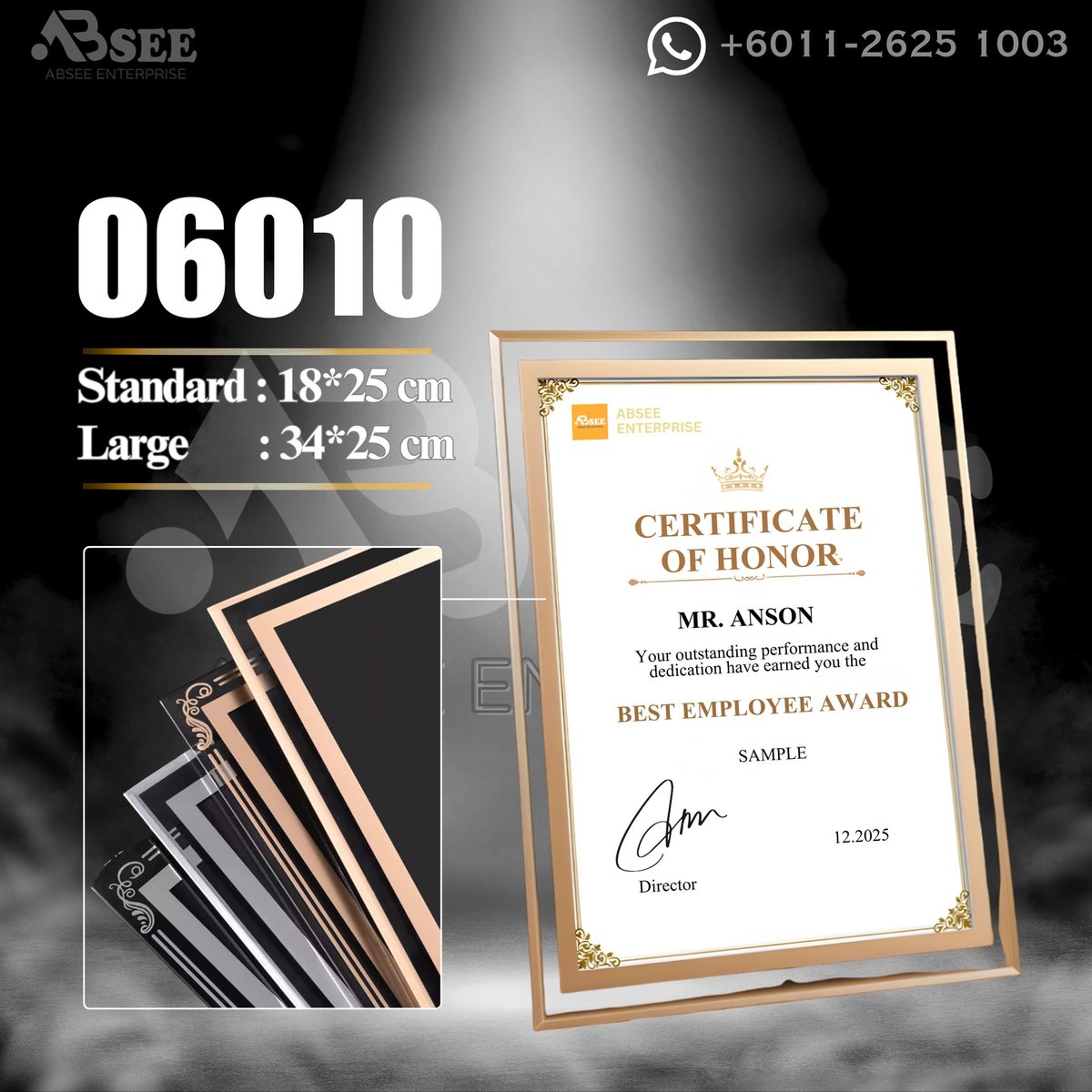 Plaque 06010 for company awards – ABSEE Malaysia